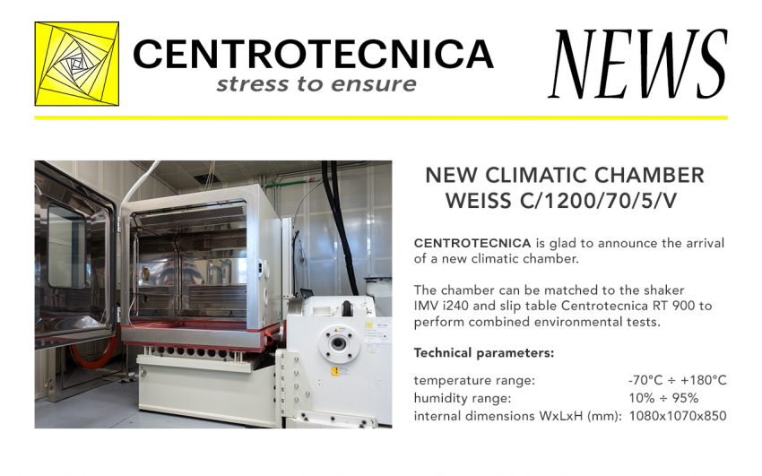 CENTROTECNICA'S NEW CLIMATIC CHAMBER